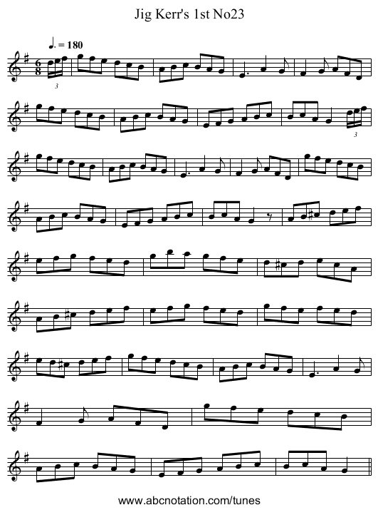 Jig Kerr's 1st No23 - staff notation