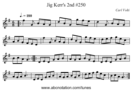 Jig Kerr's 2nd #250 - staff notation