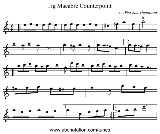Jig Macabre Counterpoint - staff notation