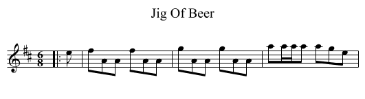 Jig Of Beer - staff notation