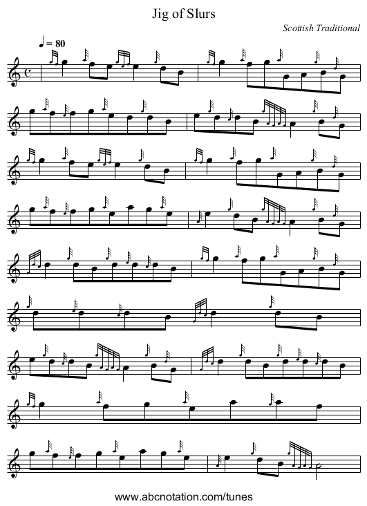 Jig of Slurs - staff notation