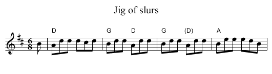 Jig of slurs - staff notation