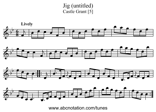 Jig (untitled) - staff notation