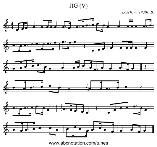JIG (V) - staff notation