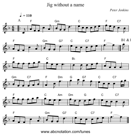 Jig without a name - staff notation