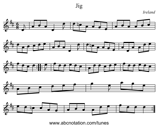 Jig - staff notation