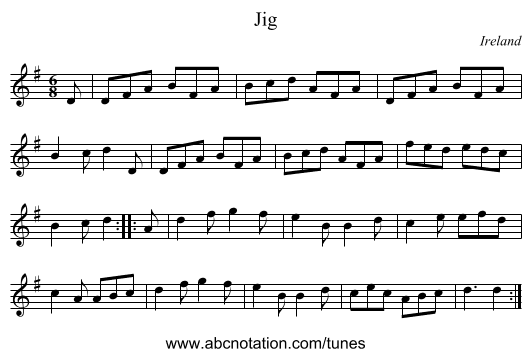 Jig - staff notation