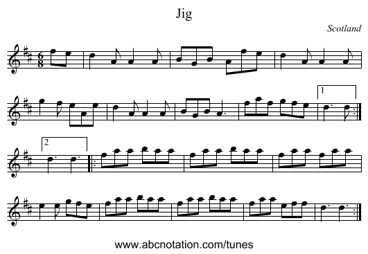 Jig - staff notation