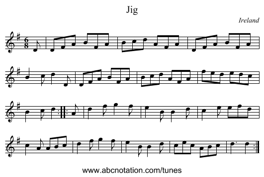 Jig - staff notation