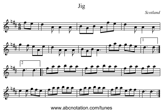 Jig - staff notation
