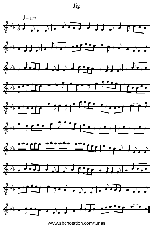 Jig - staff notation