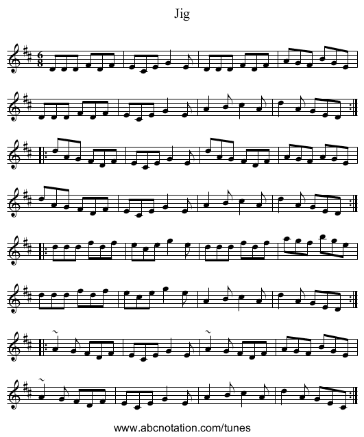 Jig - staff notation