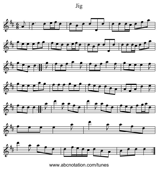 Jig - staff notation