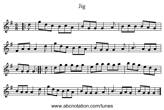Jig - staff notation