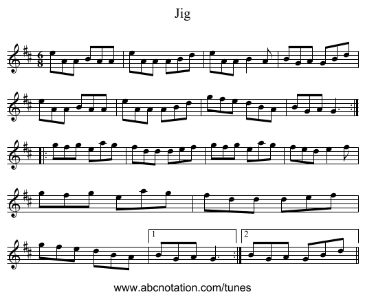 Jig - staff notation