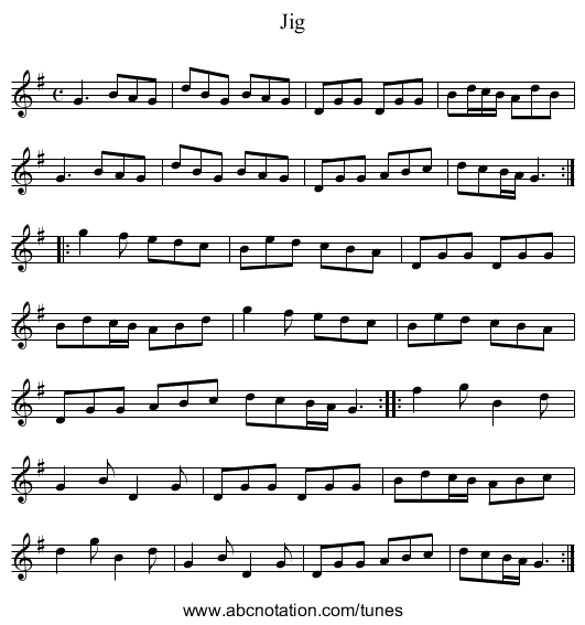 Jig - staff notation