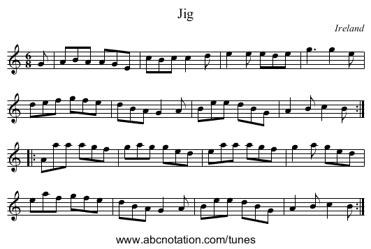 Jig - staff notation