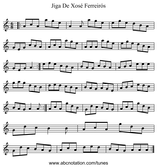 Jiga De Xosé Ferreirós - staff notation