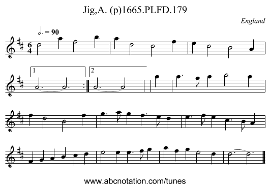 Jig,A. (p)1665.PLFD.179 - staff notation