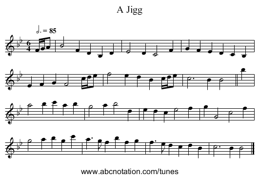 Jigg, A - staff notation