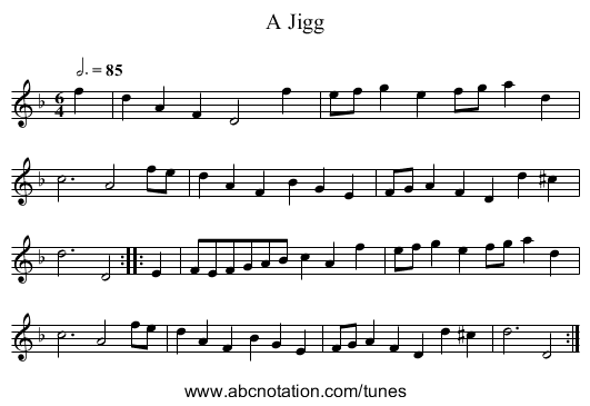 Jigg, A - staff notation