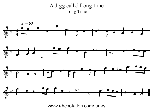 Jigg call'd Long time, A - staff notation