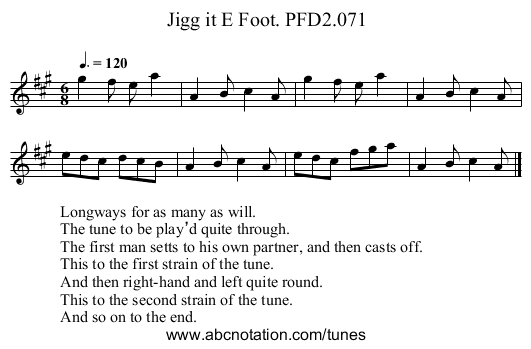 Jigg it E Foot. PFD2.071 - staff notation