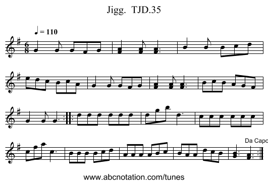 Jigg.  TJD.35 - staff notation