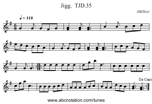 Jigg.  TJD.35 - staff notation