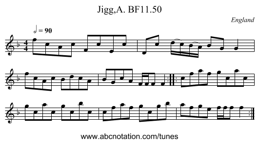 Jigg,A. BF11.50 - staff notation