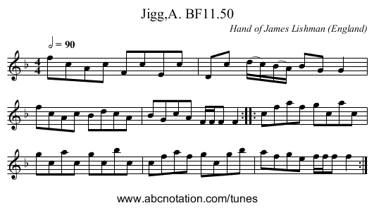 Jigg,A. BF11.50 - staff notation