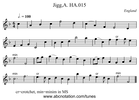 Jigg,A. HA.015 - staff notation