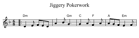 Jiggery Pokerwork - staff notation