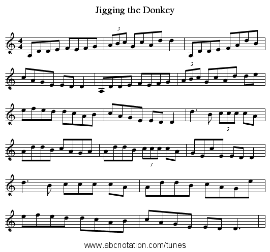 Jigging the Donkey - staff notation