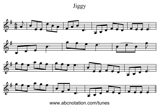 Jiggy - staff notation