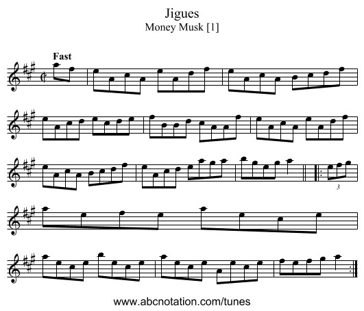 Jigues - staff notation