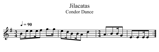 Jilacatas - staff notation