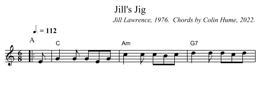 Jill's Jig - staff notation