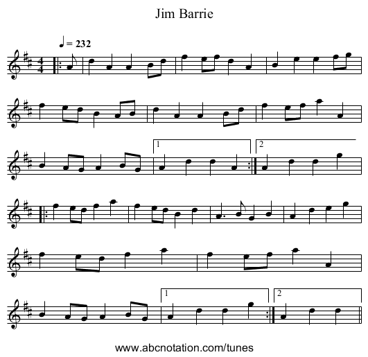 Jim Barrie - staff notation