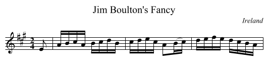 Jim Boulton's Fancy - staff notation