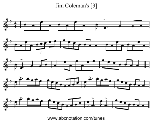 Jim Coleman's [3] - staff notation
