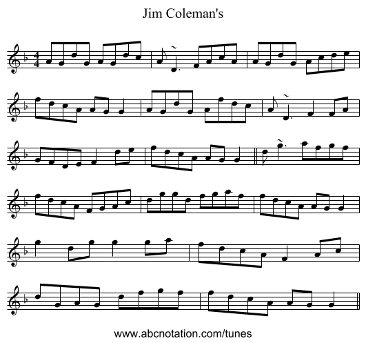Jim Coleman's - staff notation