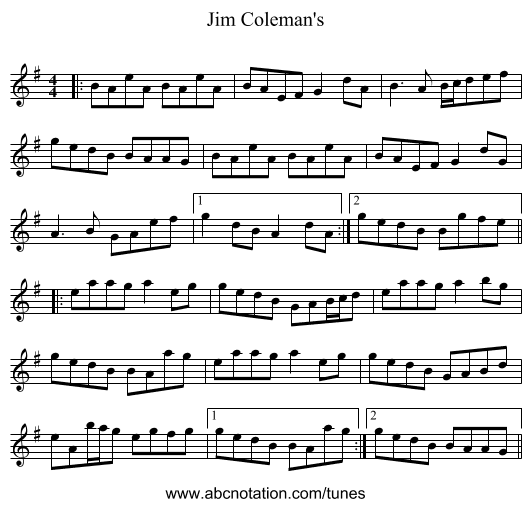 Jim Coleman's - staff notation