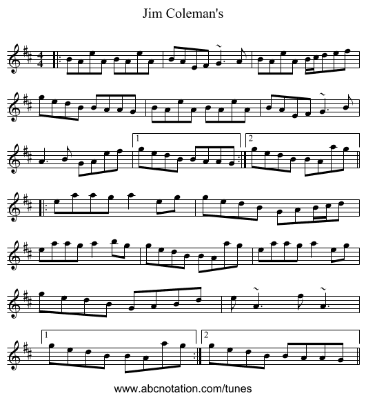 Jim Coleman's - staff notation