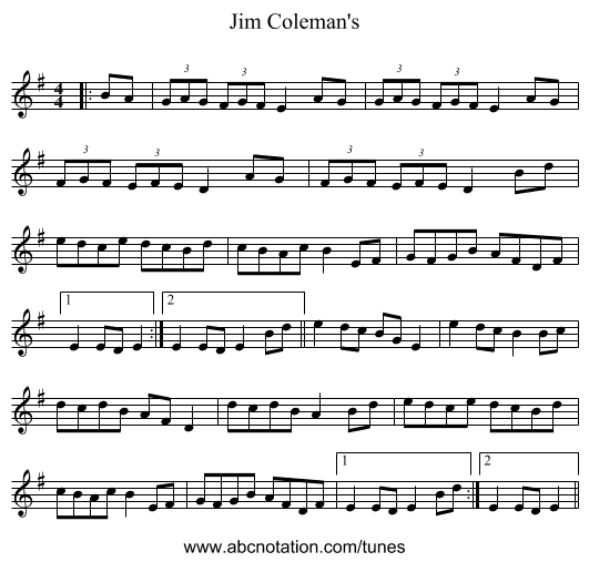 Jim Coleman's - staff notation
