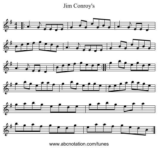 Jim Conroy's - staff notation