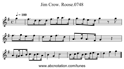 Jim Crow. Roose.0748 - staff notation