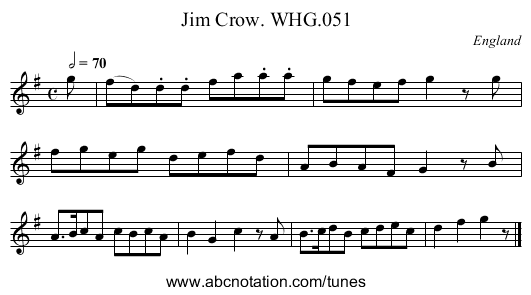 Jim Crow. WHG.051 - staff notation