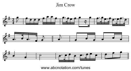 Jim Crow - staff notation