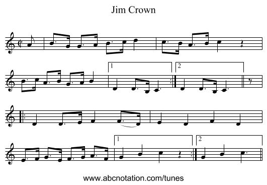 Jim Crown - staff notation